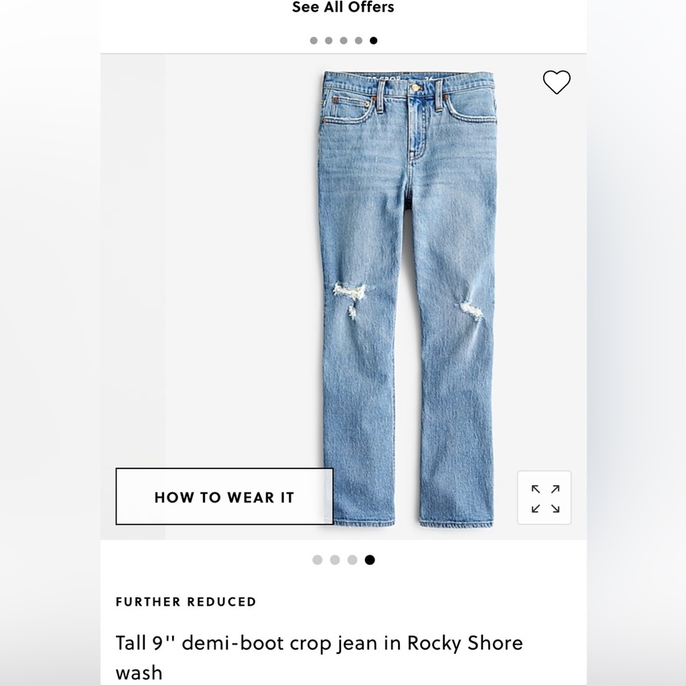 J. Crew tall demi-boot crop jean in Rocky Shore wash